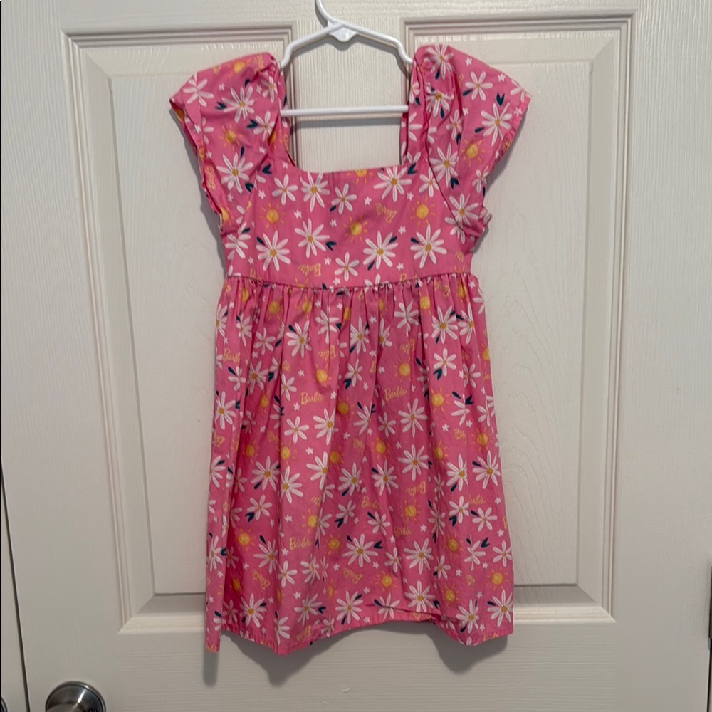 Barbie Kids Pink Puff Sleeve Sundress with Square Neck 4/5T